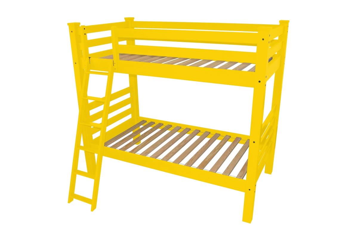 548174 73 x 81 x 66 in. Yellow Twin Size Traditional Solid Wood Bunk Bed