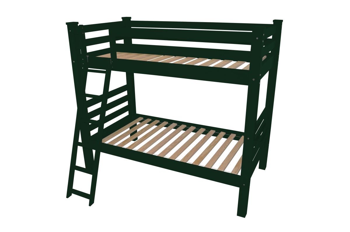 548177 73 x 81 x 66 in. Green Twin Size Traditional Solid Wood Bunk Bed