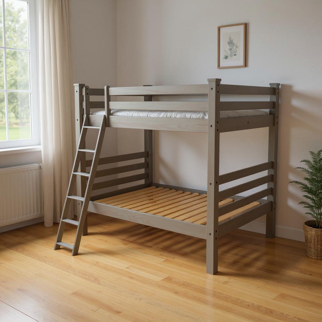 548306 73 x 88 x 86 in. Gray Queen Size Over Solid Wood Bunk Bed
