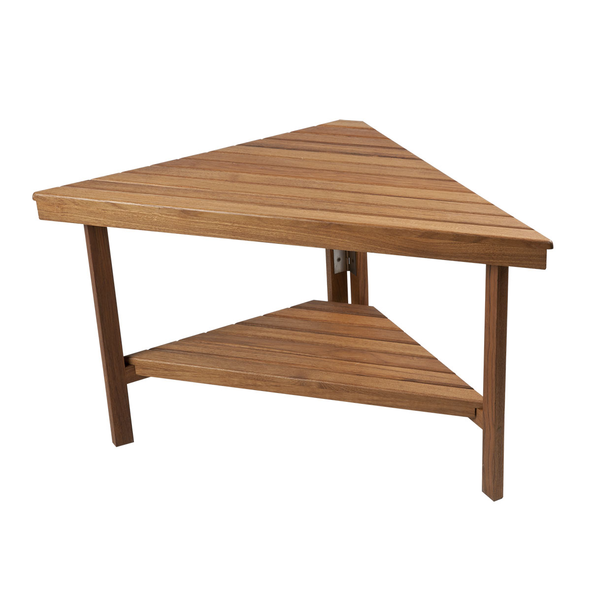 549387 17.5 x 30.5 x 15 in. Brown Teak Corner Shower Bench with Shelf