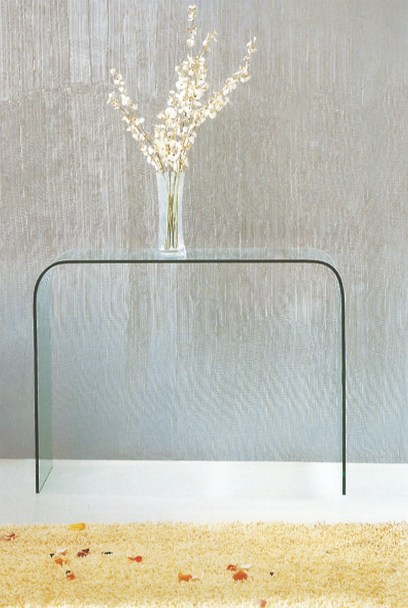 555121 32 x 16 x 43 in. Clear Glass Block Console Table