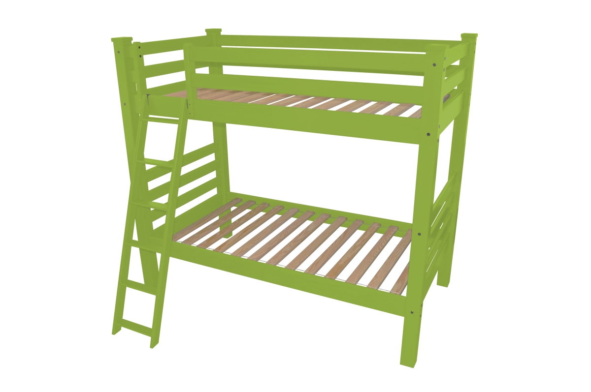 548218 73 x 81 x 81 in. Green Full Size Traditional Solid Wood Bunk Bed