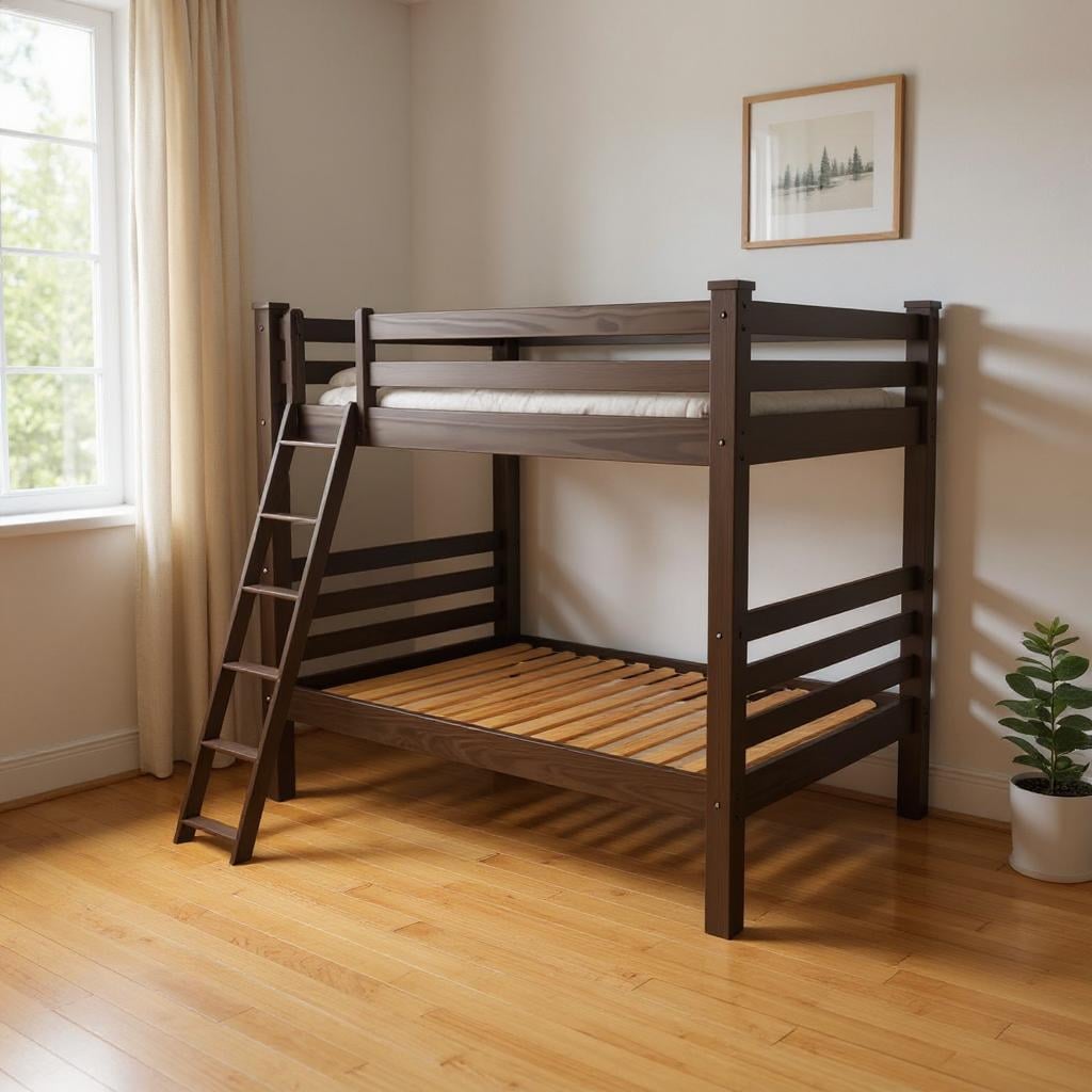 548219 73 x 81 x 81 in. Brown Full Size Over Solid Wood Bunk Bed