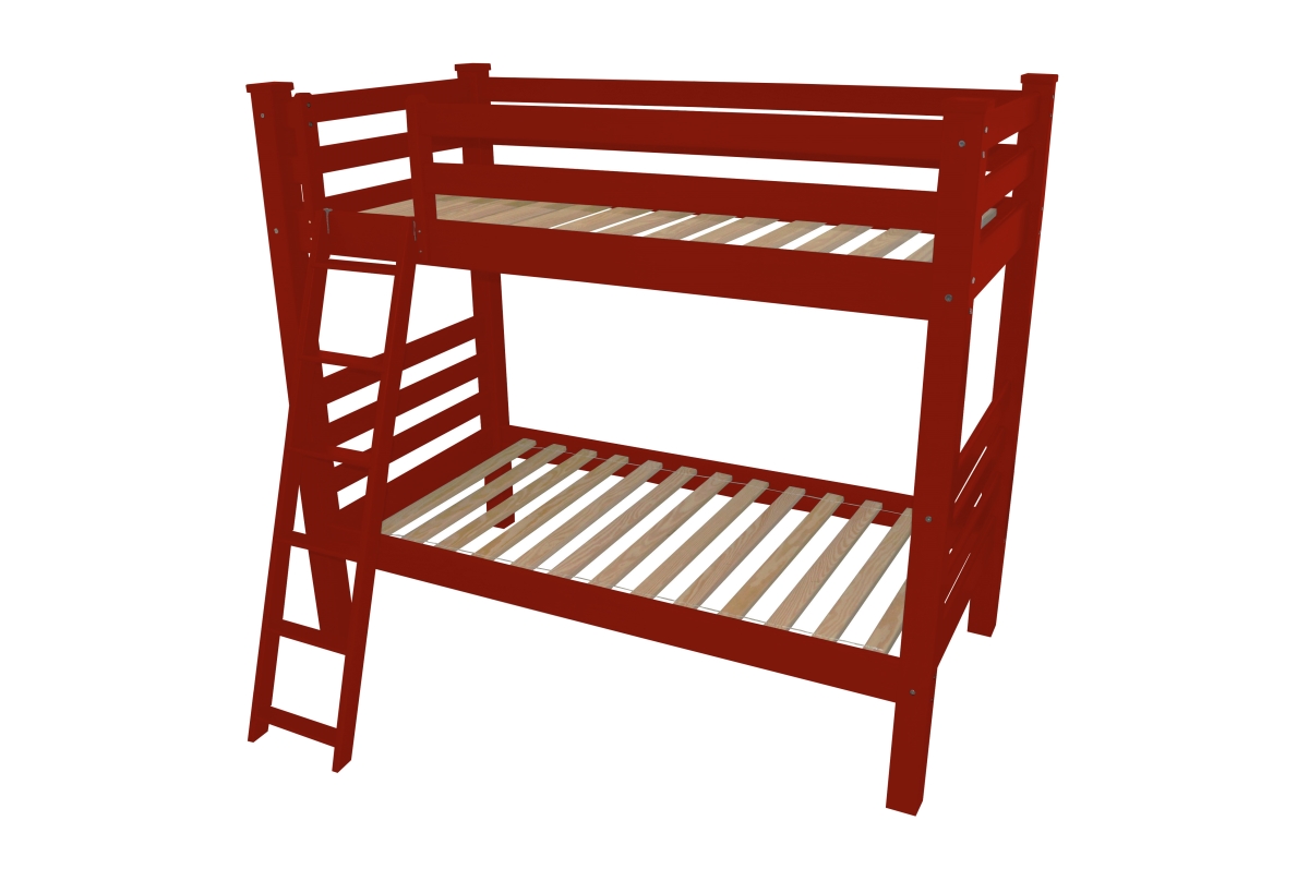 548220 73 x 81 x 81 in. Red Full Size Traditional Solid Wood Bunk Bed