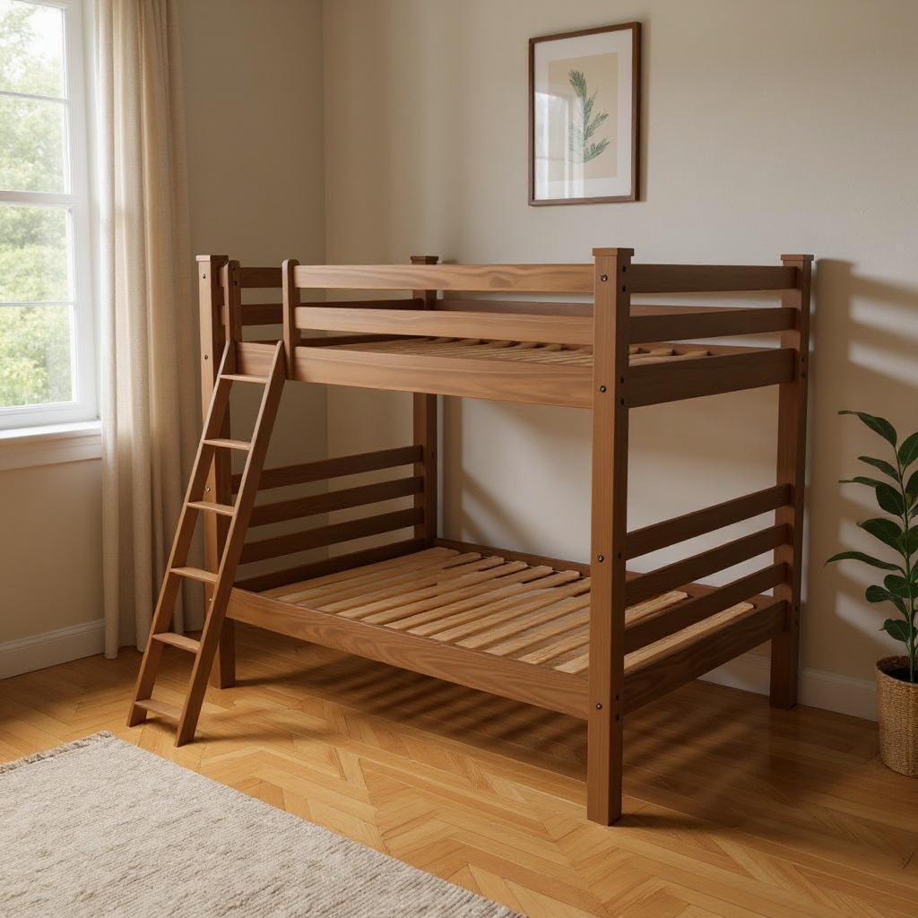 548299 73 x 88 x 86 in. Red Queen Size Over Solid Wood Bunk Bed