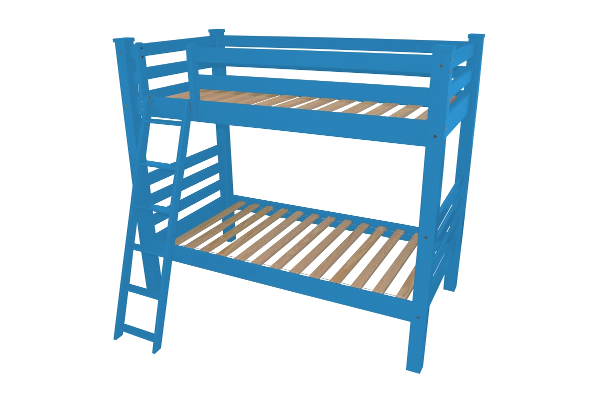 548302 73 x 88 x 86 in. Blue Queen Size Traditional Solid Wood Bunk Bed
