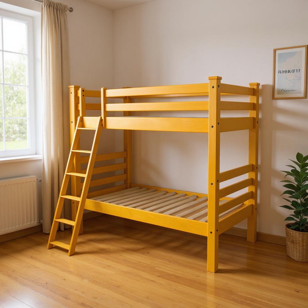 548180 73 x 81 x 66 in. Yellow Twin Size Over Solid Wood Bunk Bed