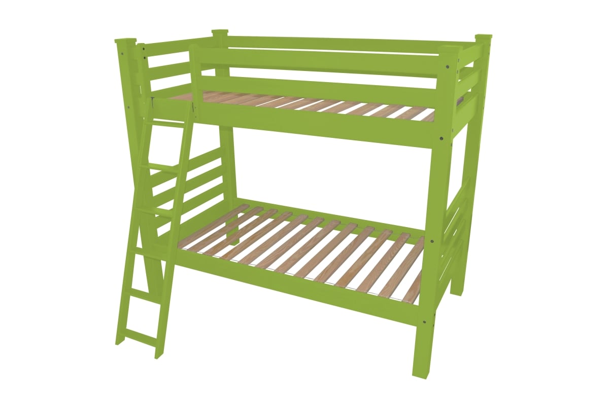 548181 73 x 81 x 66 in. Green Twin Size Traditional Solid Wood Bunk Bed