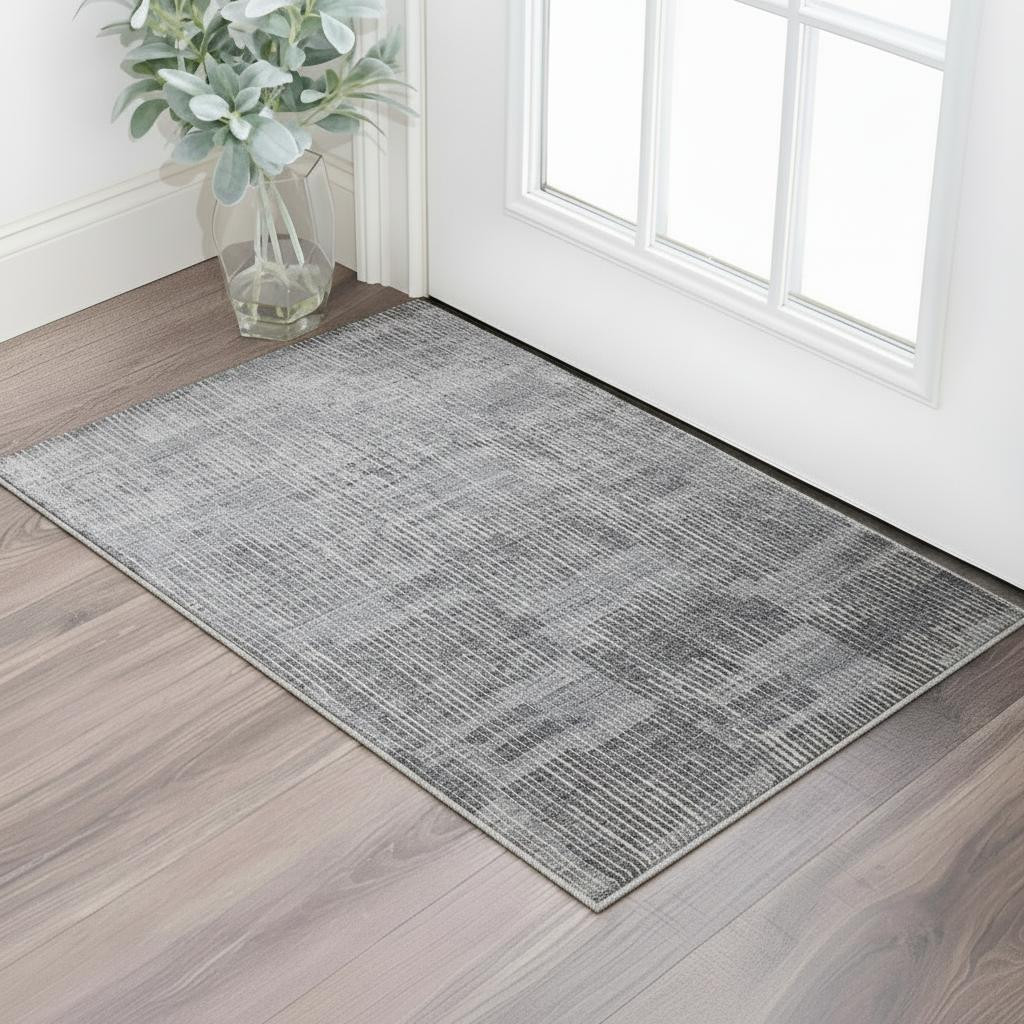 566945 3 x 5 ft. Blue, Ivory & Gray Abstract Hand Woven Distressed Rectangle Area Rug