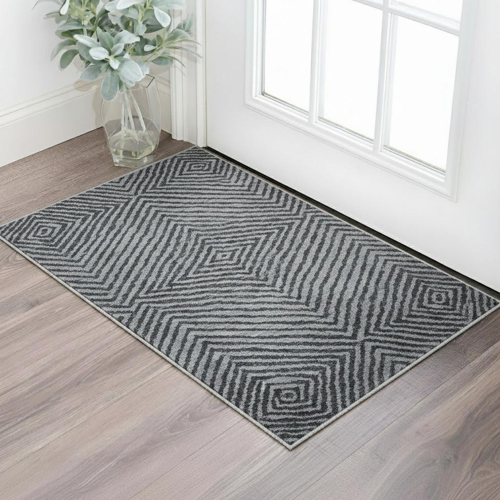 567934 2 x 3 ft. Gray Wool Abstract Hand Knotted Rectangle Area Rug