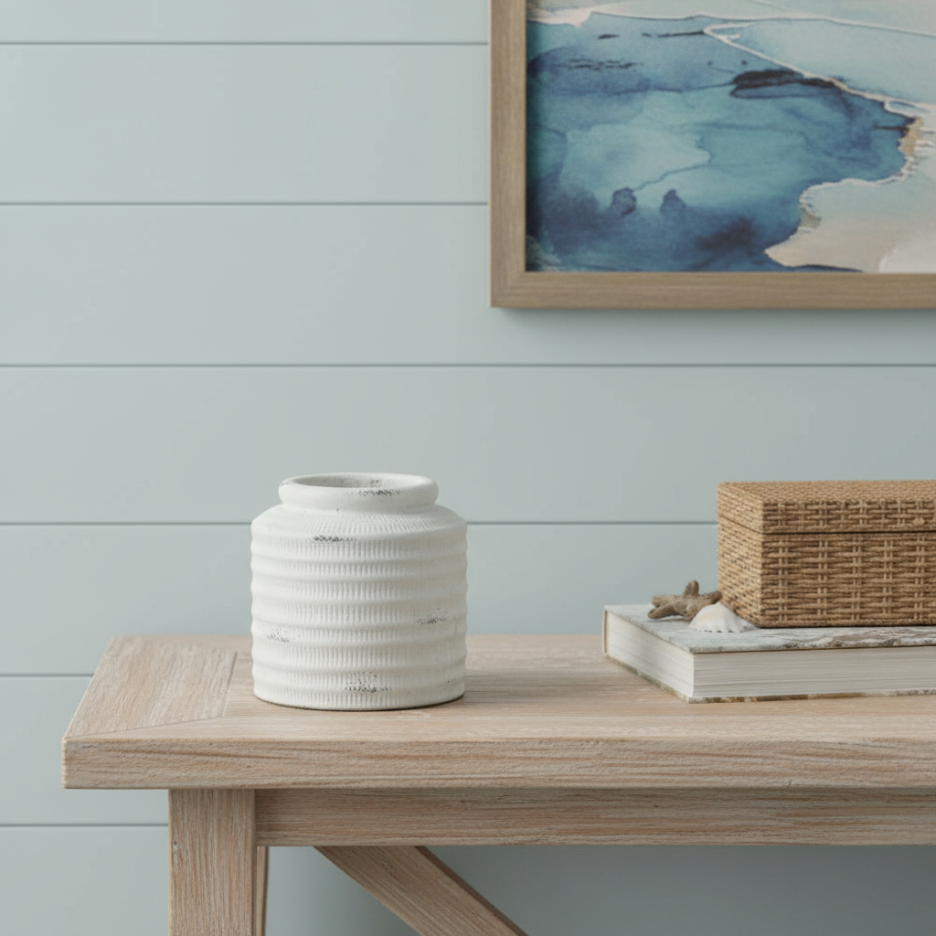 568851 6 in. White Sto are Round Jug Vase