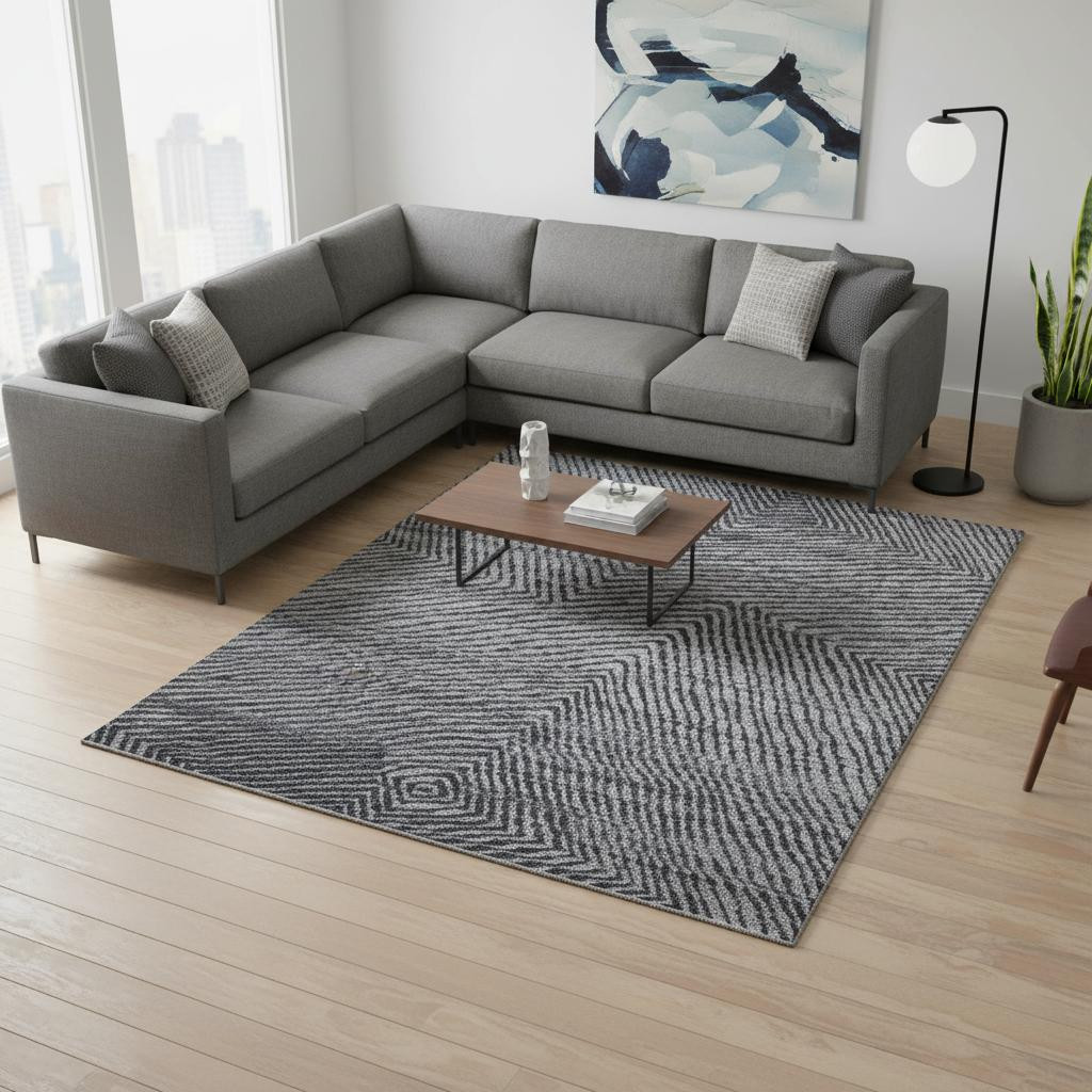 565945 10 x 14 ft. Gray Wool Abstract Hand Knotted Rectangle Area Rug