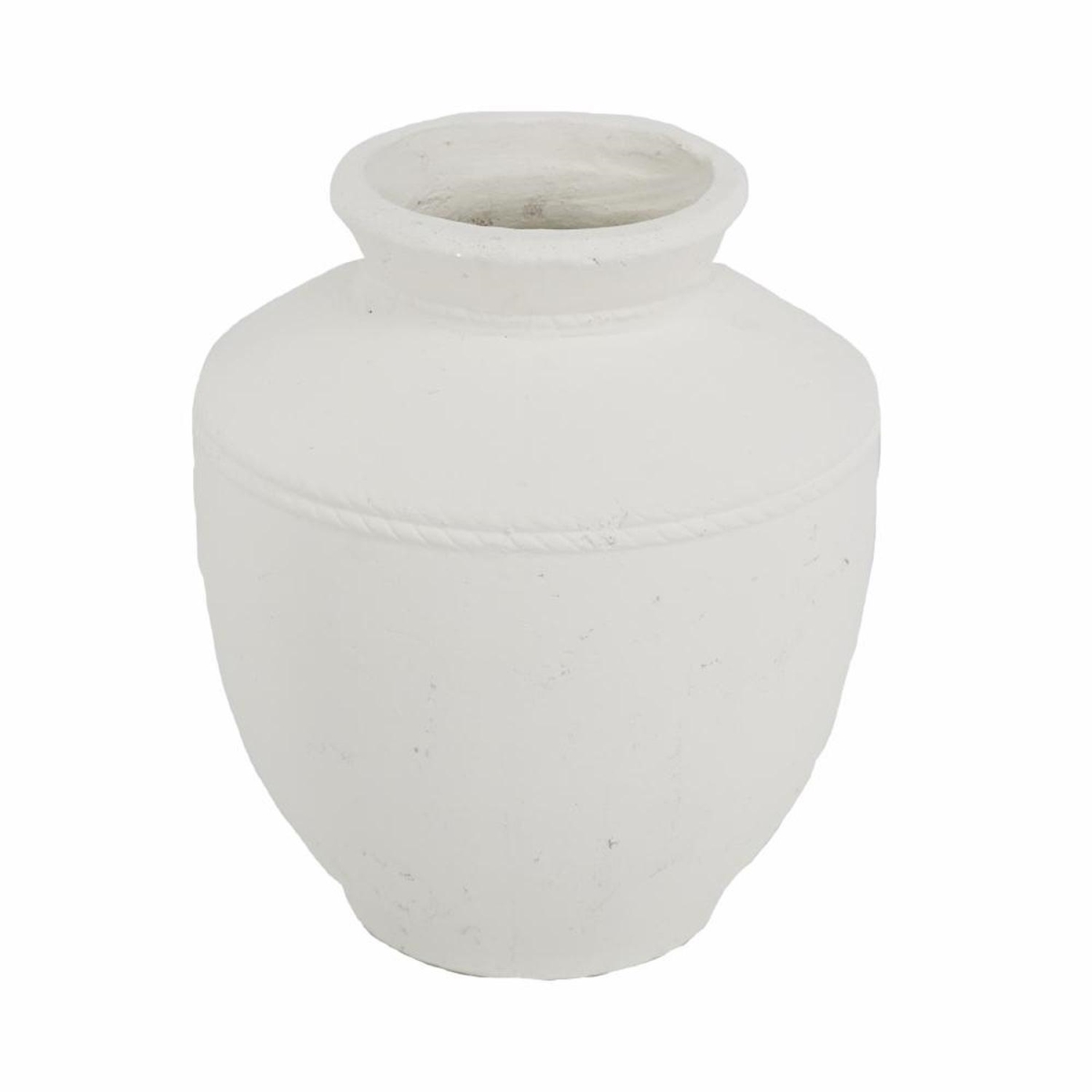 568850 16 in. White Terracotta Round Jug Vase