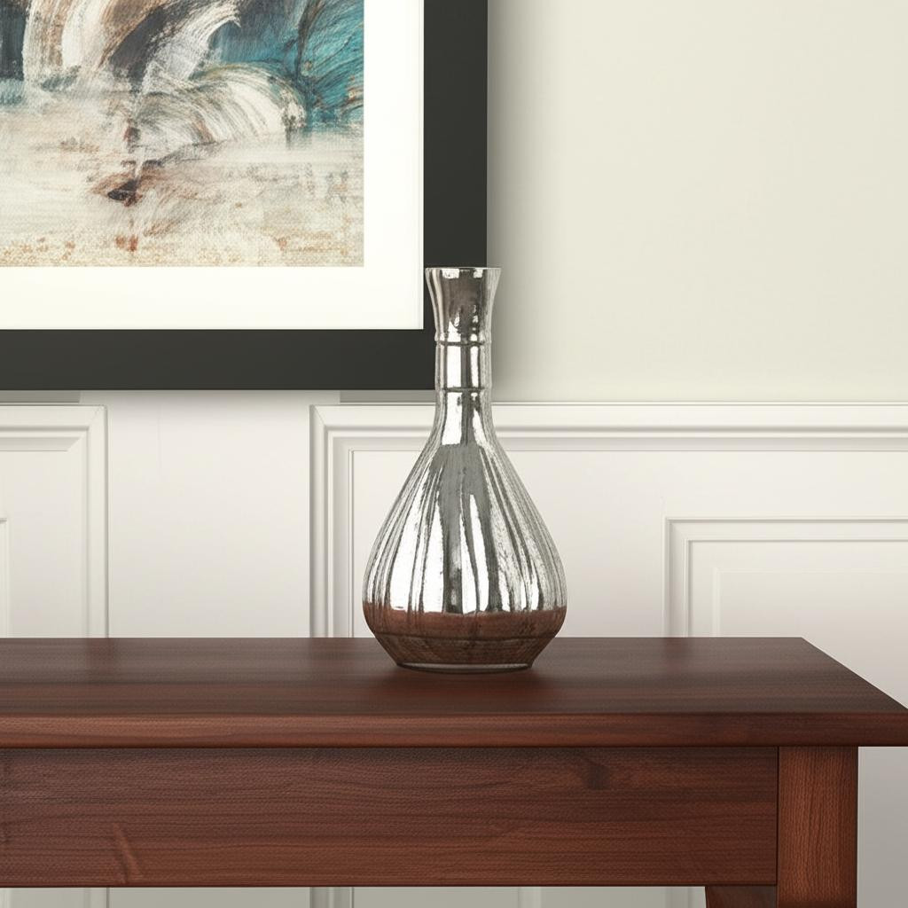 574400 10 in. Silver Round Glass Table Vase