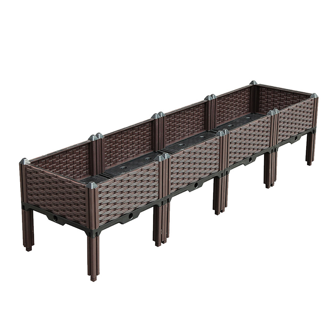 569542 16 in. Dark Brown Plastic Indoor Outdoor Rectangular Planter Box