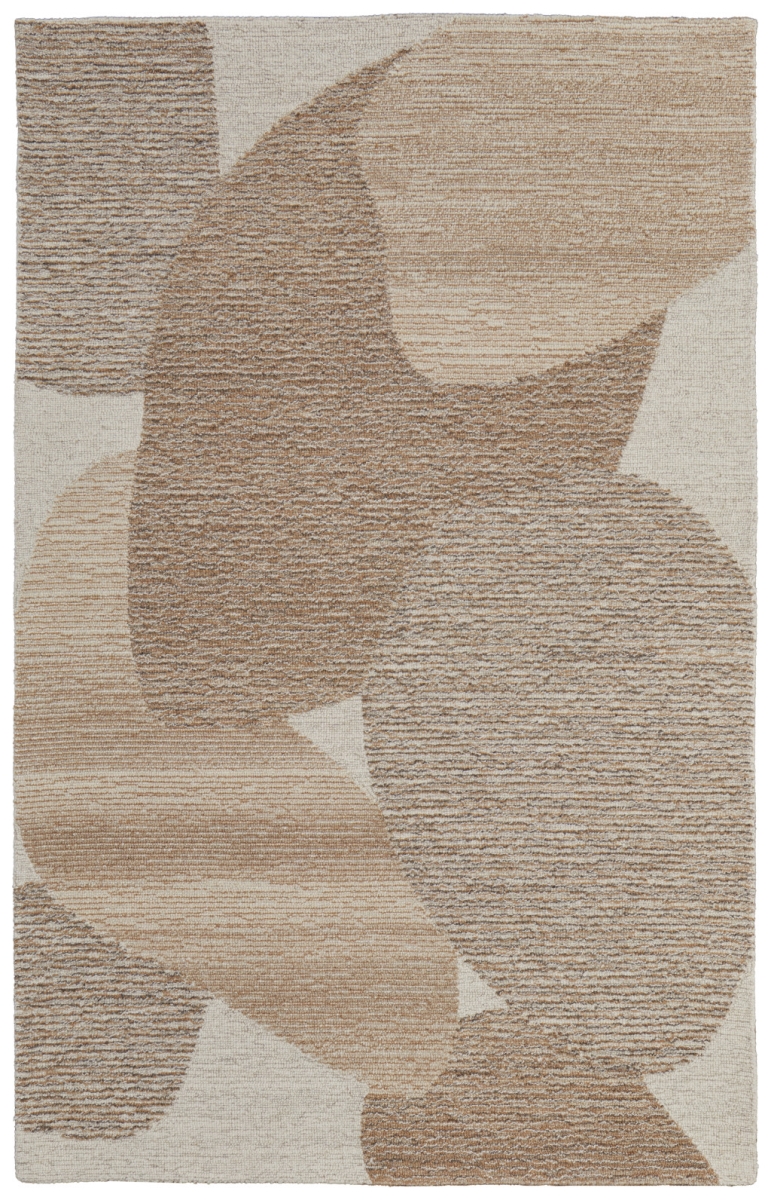 567611 2 x 3 ft. Wool Abstract Hand Tufted Rectangle Area Rug - Brown Tan & Ivory