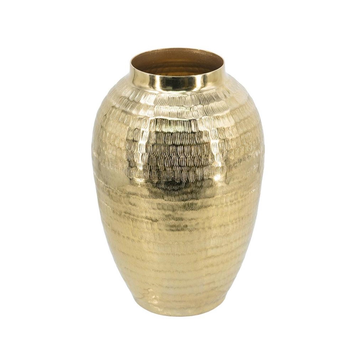 574418 13 in. Gold Round Aluminum Table Vase