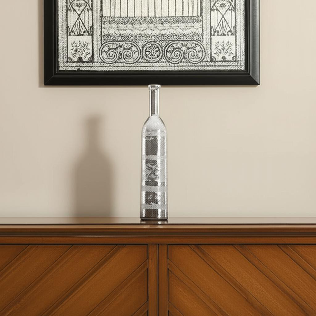 574270 25 in. Silver Floral Bud Glass Table Vase