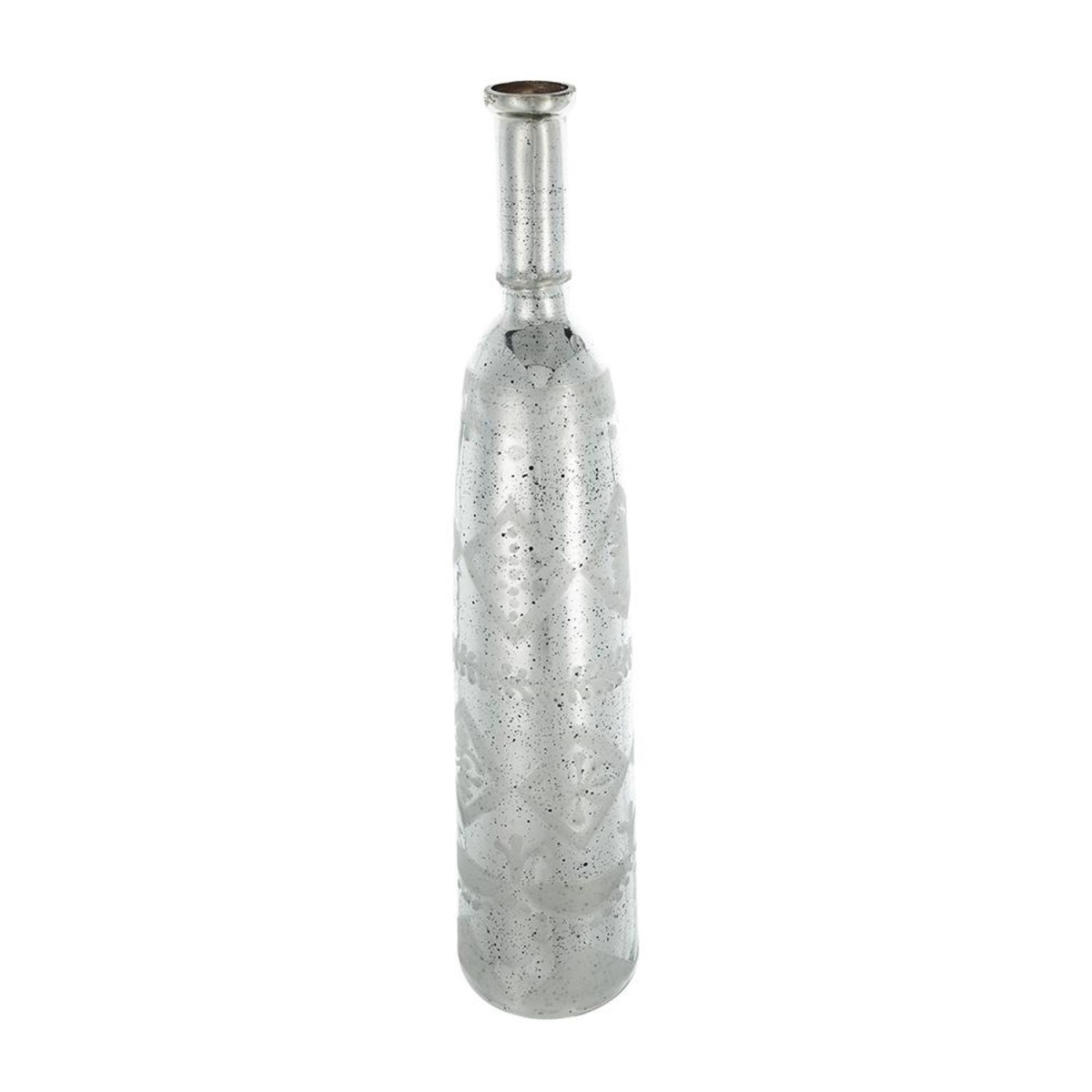 574272 30 in. Silver Floral Round Glass Table Vase