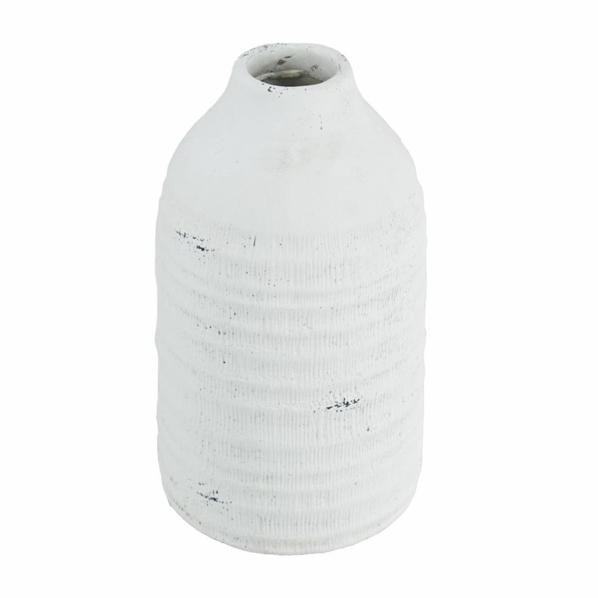 568852 12 in. White Sto are Round Jug Vase