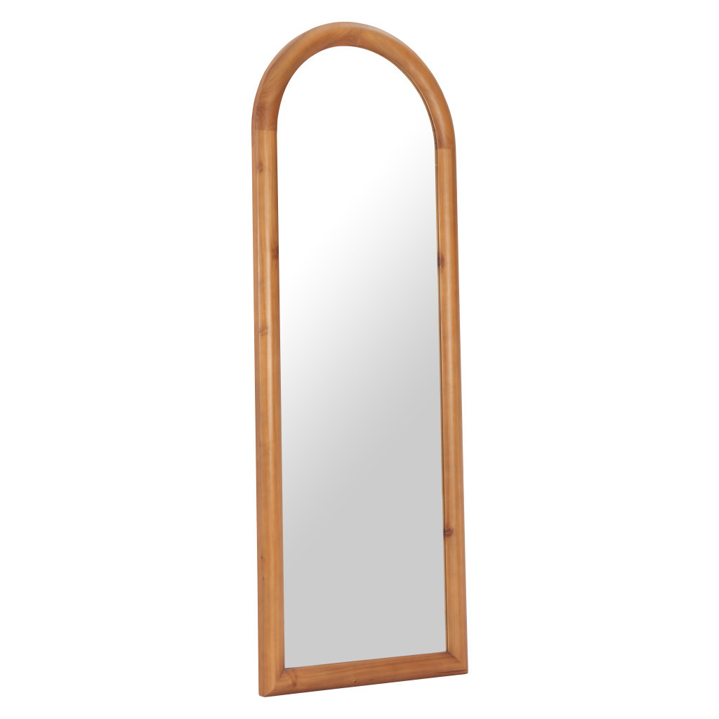 565006 66 in. Natural Solid Wood Arch Framed Full Length Mirror