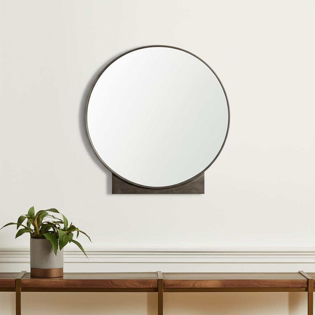 607287 38 in. Gunmetal Metal Round & Rectangle Framed Accent Mirror