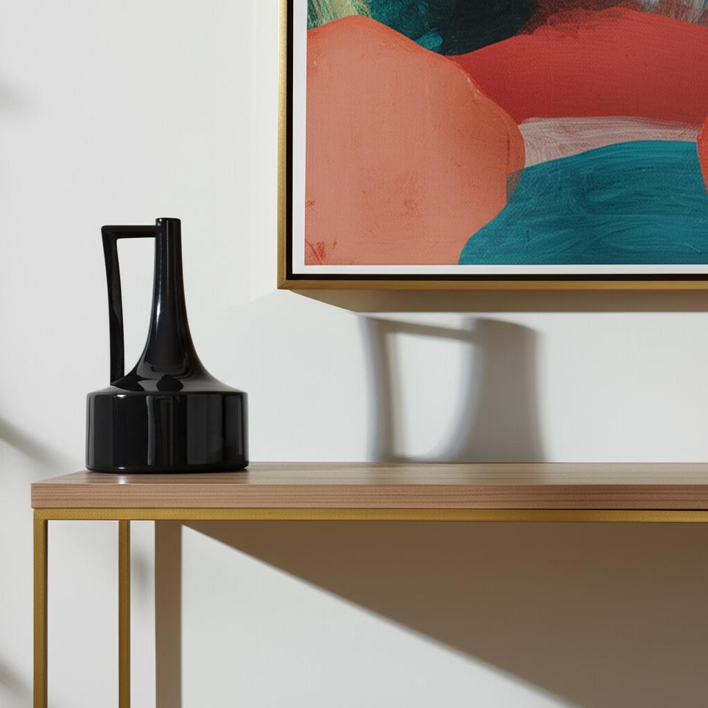 608289 10 in. Black Ceramic Jug Vase
