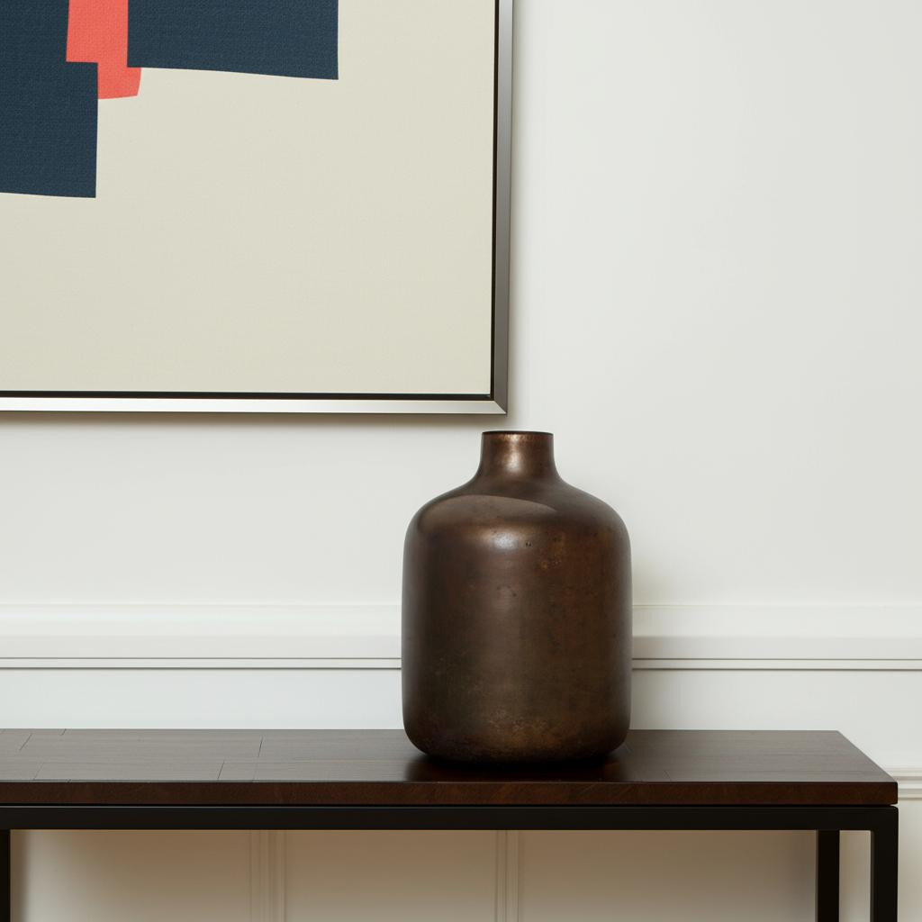 608306 9 in. Antiqued Gold Metal Cylinder Table Vase