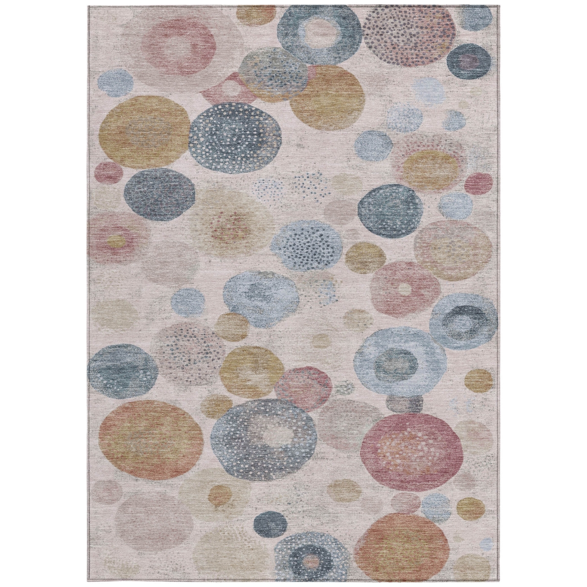 624988 10 x 14 ft. Blush Blue & Taupe Geometric Washable Transitional Indoor & Outdoor Rectangle Area Rug