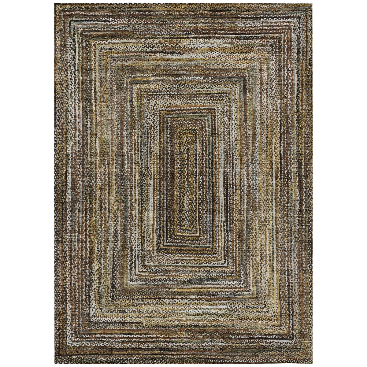 618917 9 x 12 ft. Brown, Taupe & Ivory Geometric Washable Transitional Indoor & Outdoor Rectangle Area Rug