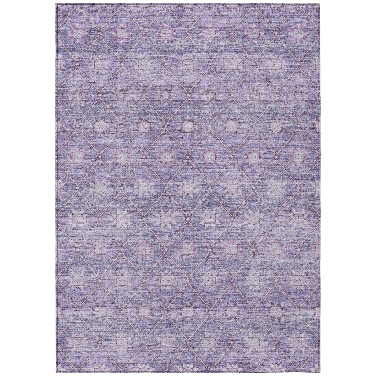 623064 9 x 12 ft. Purple & Ivory Floral Washable Transitional Indoor & Outdoor Rectangle Area Rug
