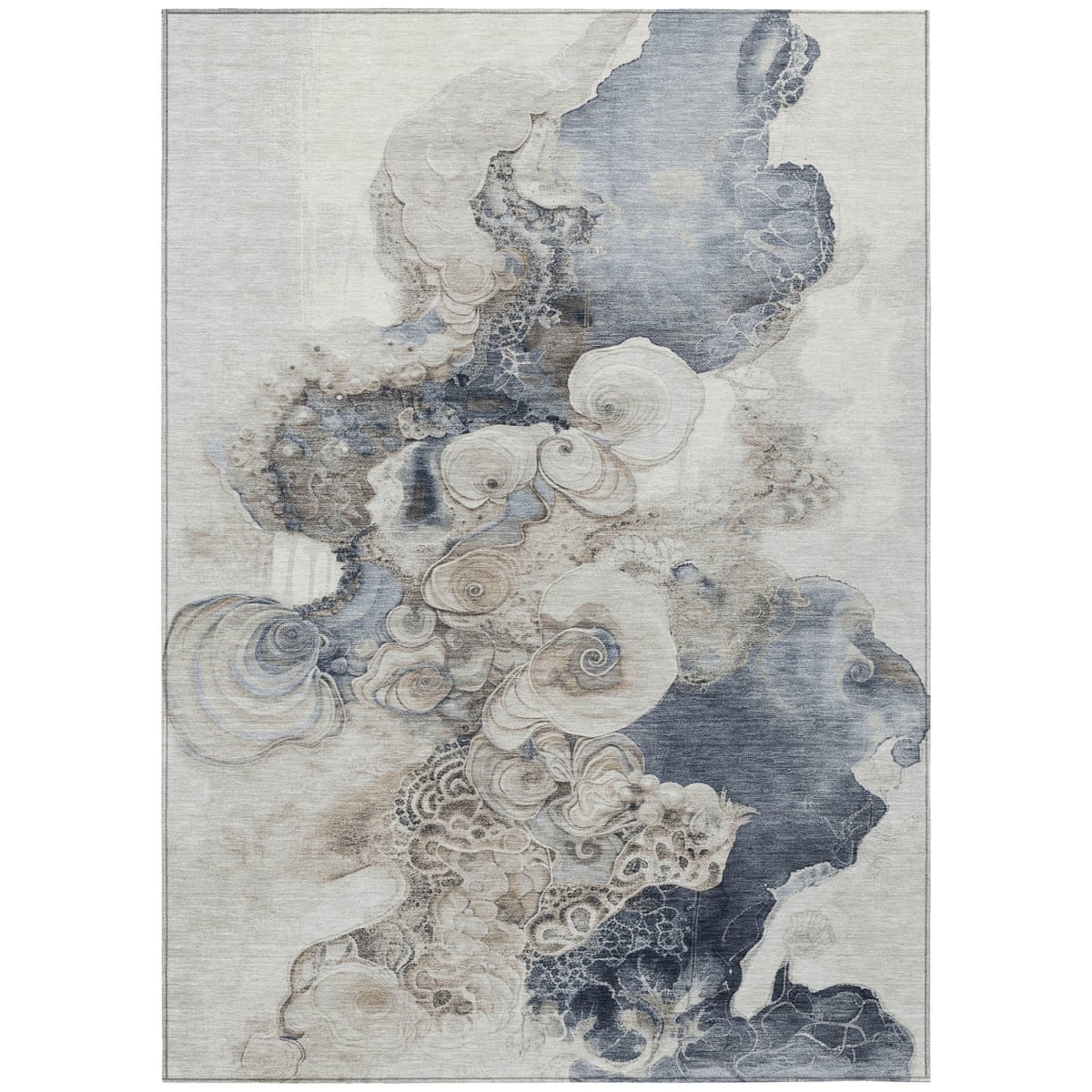 623133 5 x 8 ft. Ivory & Taupe Abstract Washable Transitional Indoor & Outdoor Rectangle Area Rug
