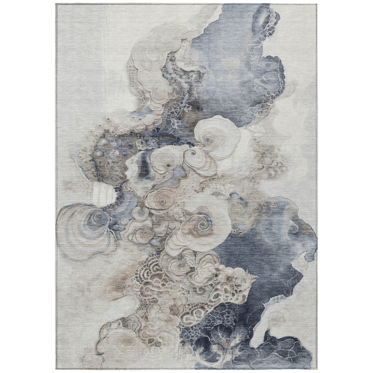 623136 9 x 12 ft. Ivory & Taupe Abstract Washable Transitional Indoor & Outdoor Rectangle Area Rug