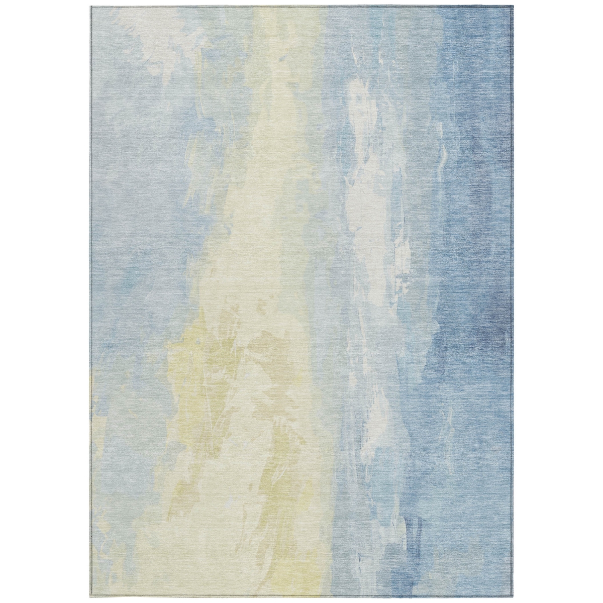 622511 5 x 8 ft. Denim Blue & Beige Abstract Washable Transitional Indoor & Outdoor Rectangle Area Rug