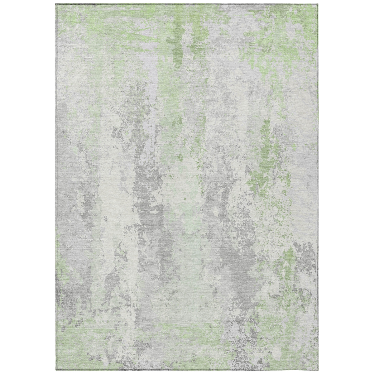 622612 3 x 5 ft. Artichoke Green & Ivory Abstract Washable Transitional Indoor & Outdoor Rectangle Area Rug