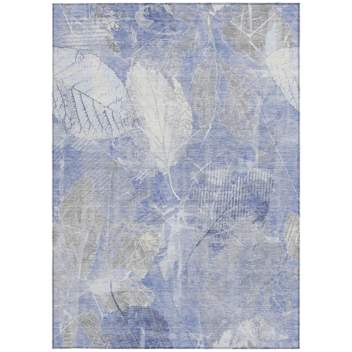 622759 9 x 12 ft. Denim Blue & Ivory Floral Washable Transitional Indoor & Outdoor Rectangle Area Rug