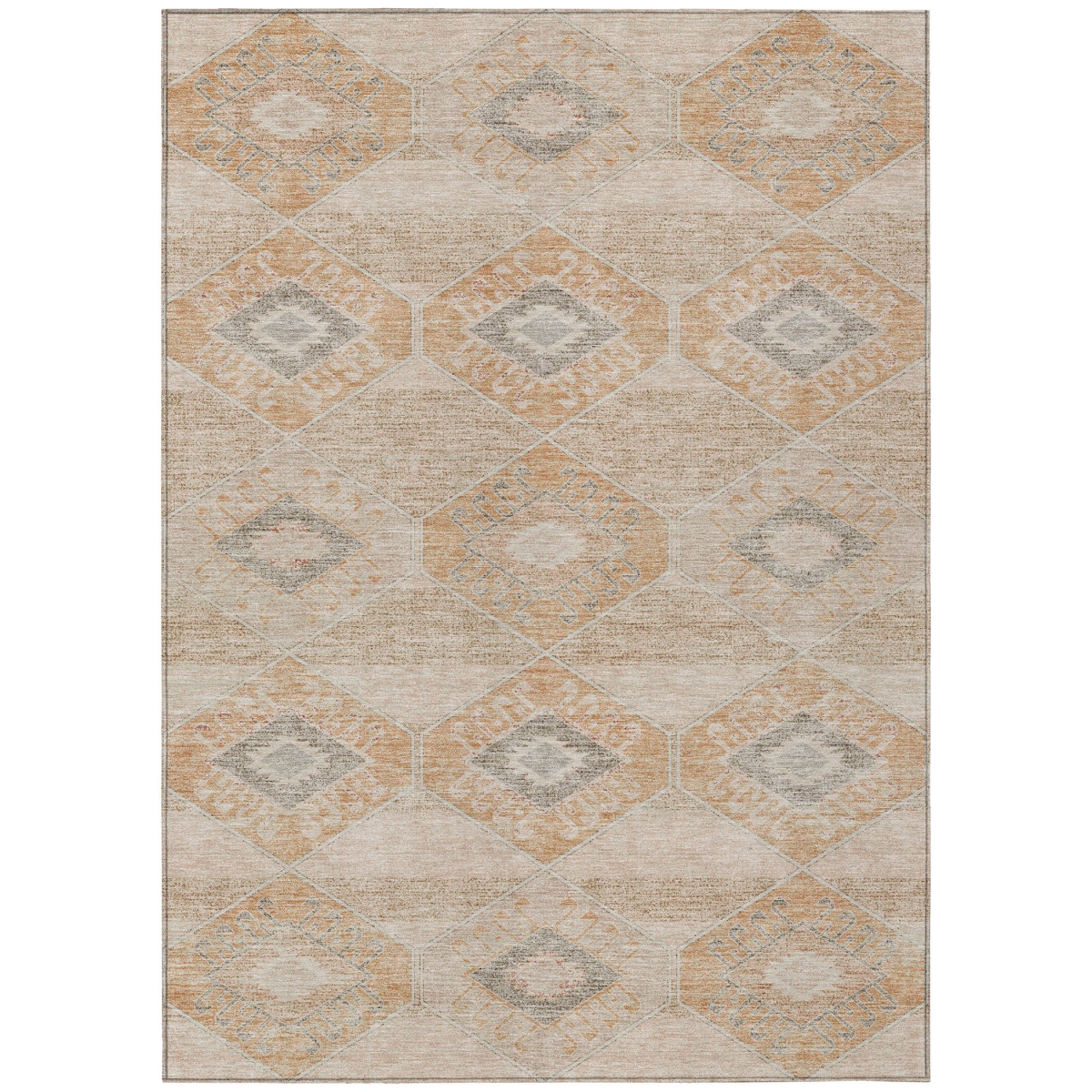 623023 10 x 14 ft. Copper & Gray Aztec Washable Transitional Indoor & Outdoor Rectangle Area Rug