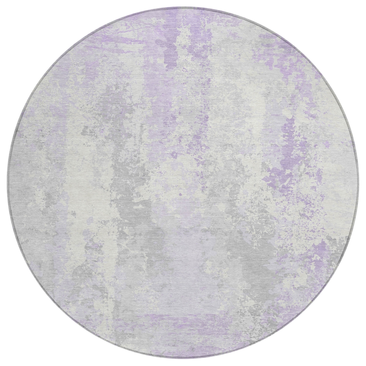 622626 8 ft. Lavender & Ivory Abstract Washable Transitional Indoor & Outdoor Round Area Rug
