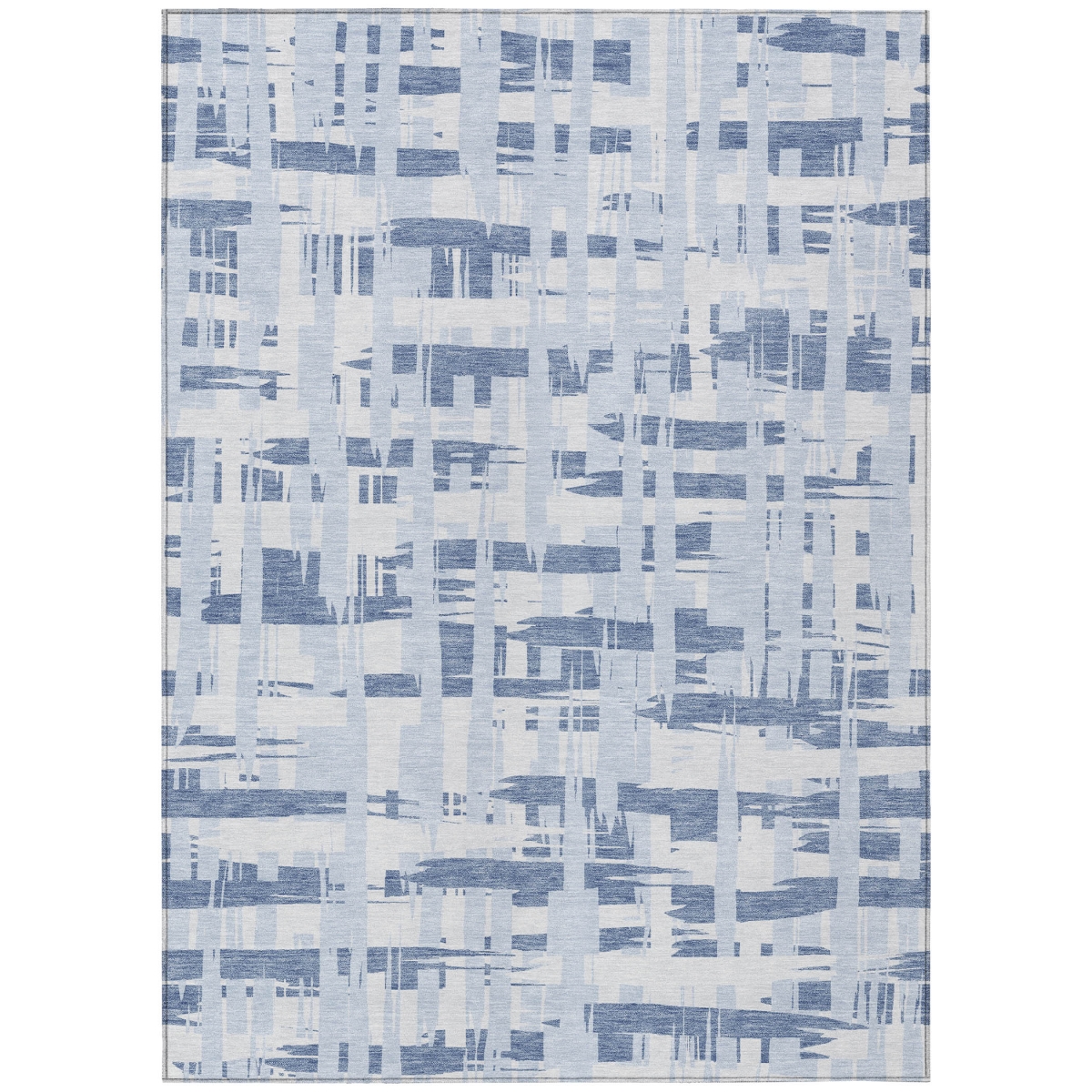 622687 9 x 12 ft. Blue, Ivory & Sky Blue Striped Washable Transitional Indoor & Outdoor Rectangle Area Rug