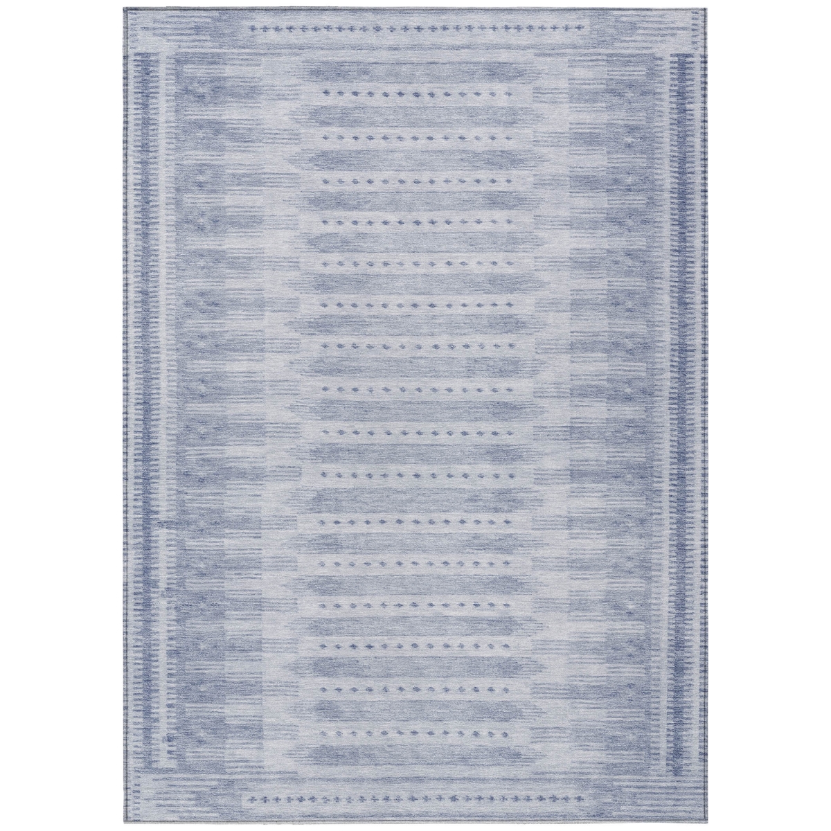 625808 9 x 12 ft. Blue & Ivory Geometric Washable Transitional Indoor & Outdoor Rectangle Area Rug