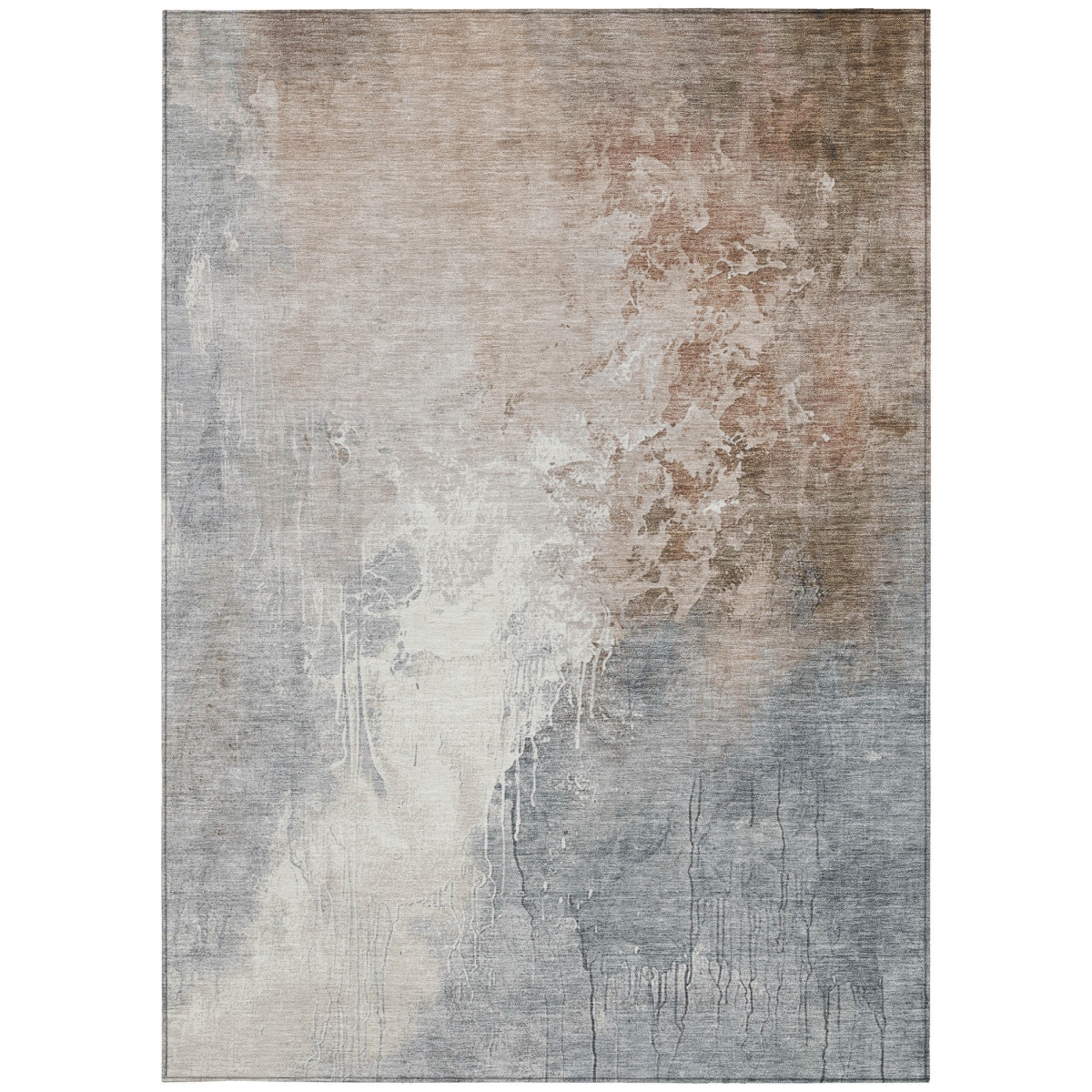 622467 10 x 14 ft. Rust & Gray Abstract Washable Transitional Indoor & Outdoor Rectangle Area Rug
