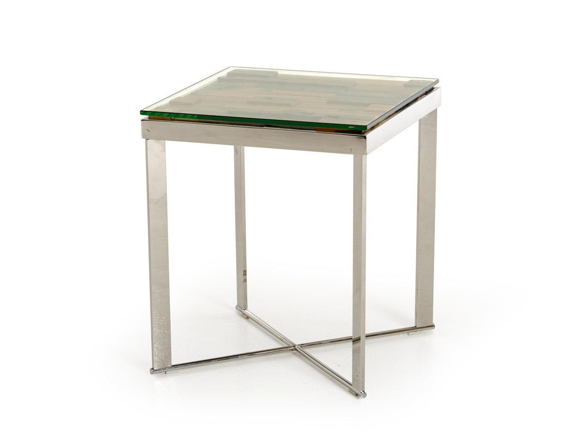 Modern Rectangular Wood Mosaic End Table - 22 x 19 x 19 in.