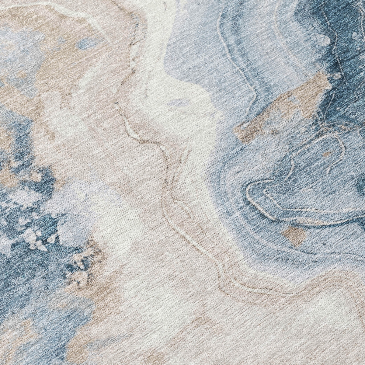 623166 9 x 12 ft. Beige & Navy Blue Abstract Washable Transitional Indoor & Outdoor Rectangle Area Rug