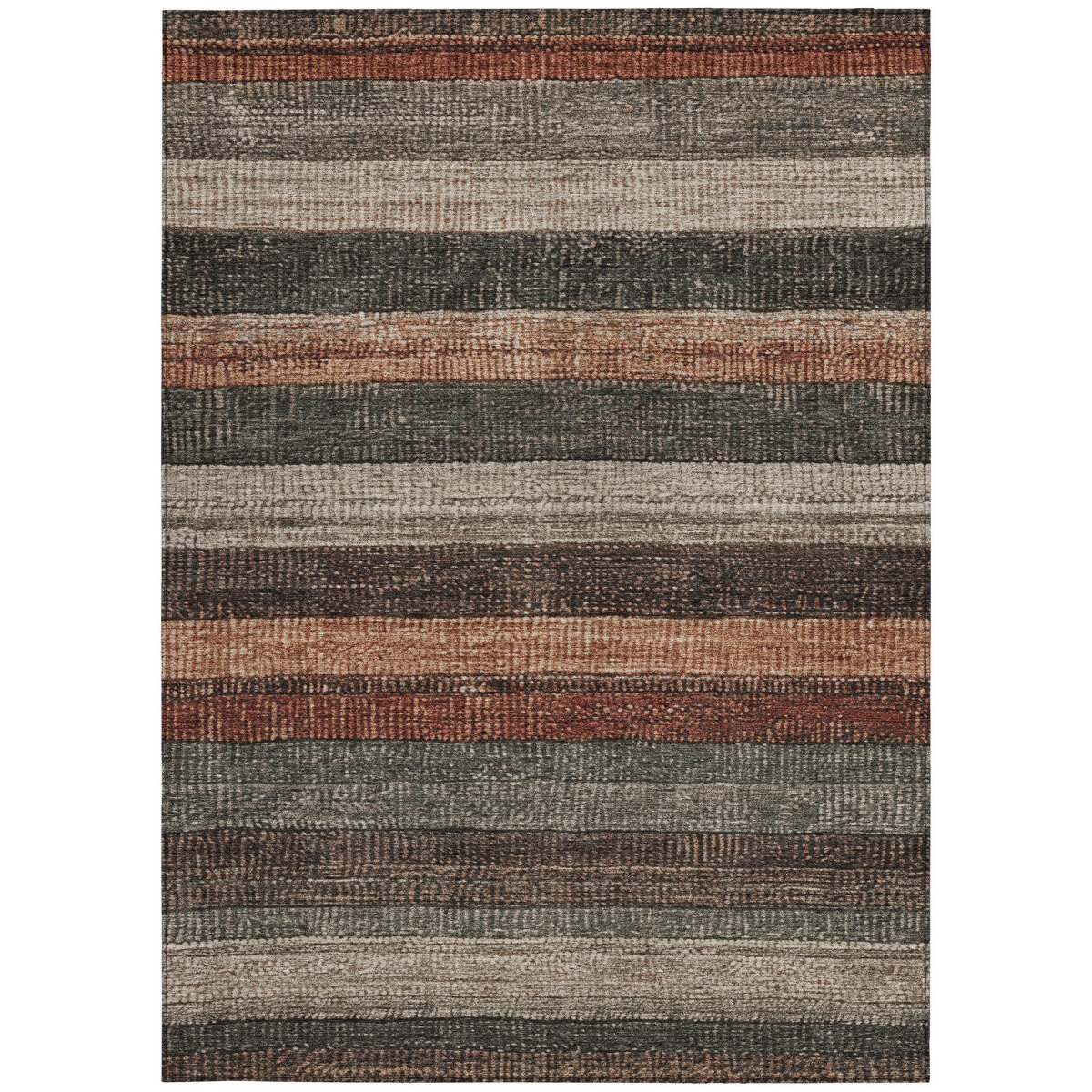 623241 5 x 8 ft. Rust & Taupe Striped Washable Transitional Indoor & Outdoor Rectangle Area Rug