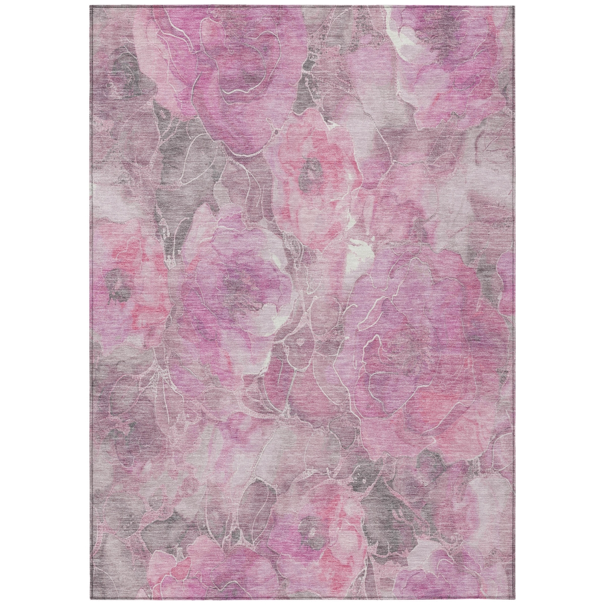 623105 8 x 10 ft. Pink & Gray Floral Washable Transitional Indoor & Outdoor Rectangle Area Rug