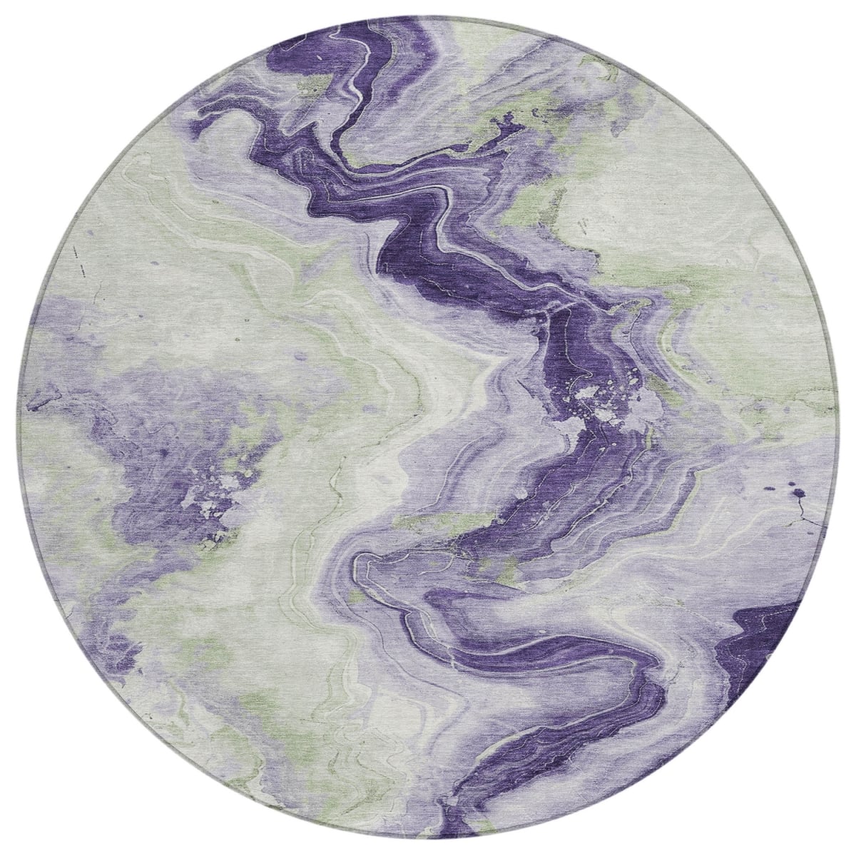 623170 8 ft. Lavender & Mint Green Abstract Washable Transitional Indoor & Outdoor Round Area Rug