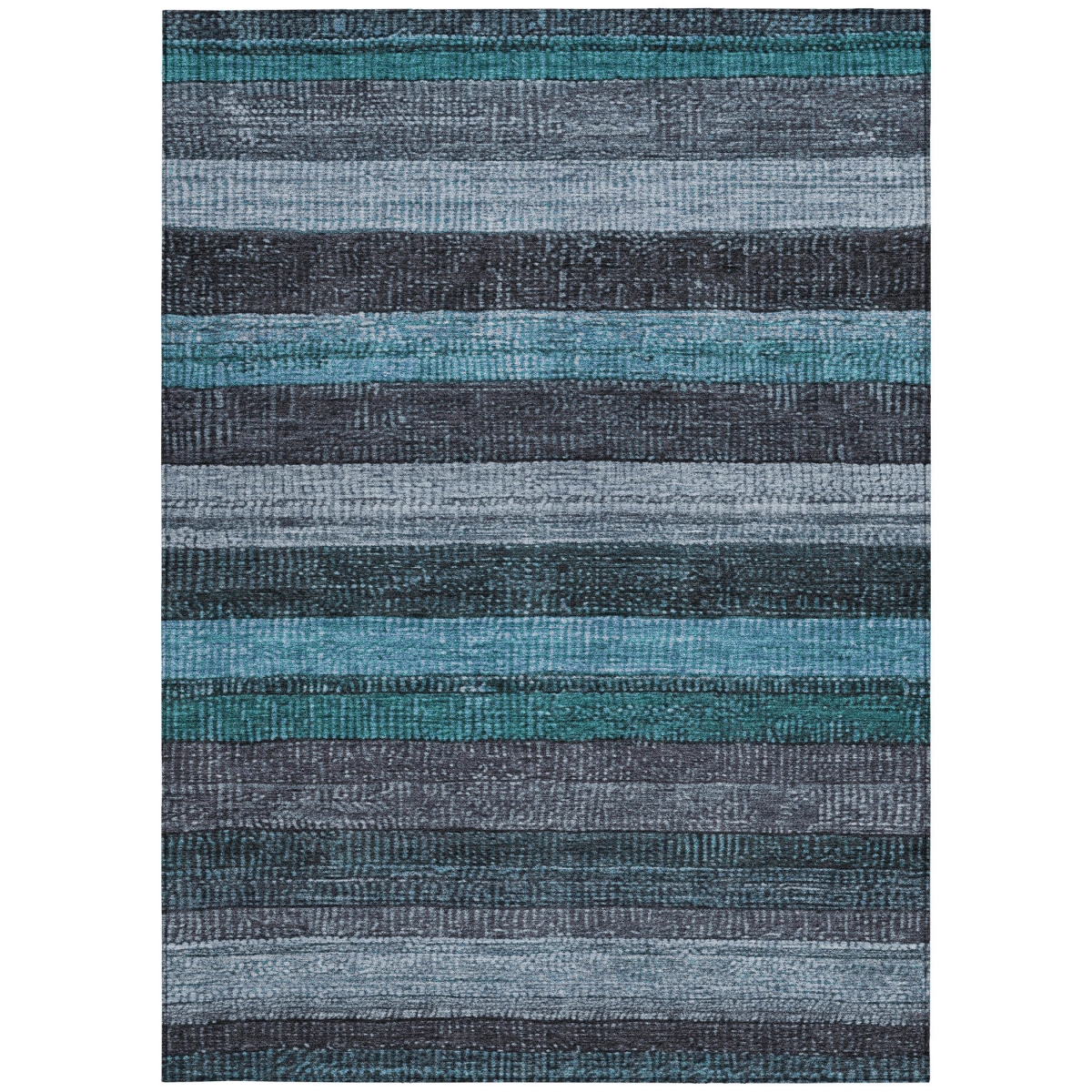 623249 8 x 10 ft. Teal, Blue & Gray Striped Washable Transitional Indoor & Outdoor Rectangle Area Rug