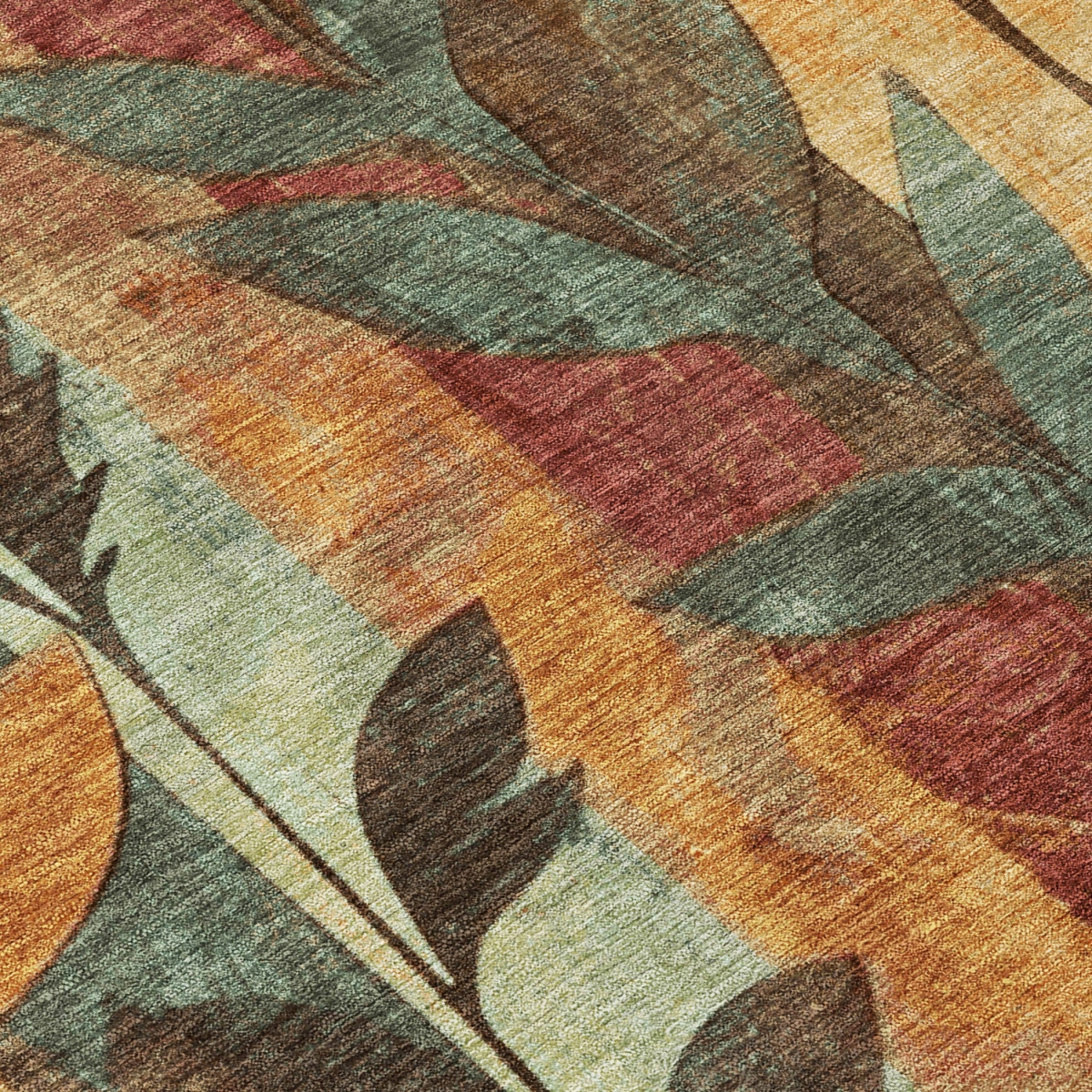 623471 9 x 12 ft. Wheat & Gold Floral Washable Transitional Indoor & Outdoor Rectangle Area Rug