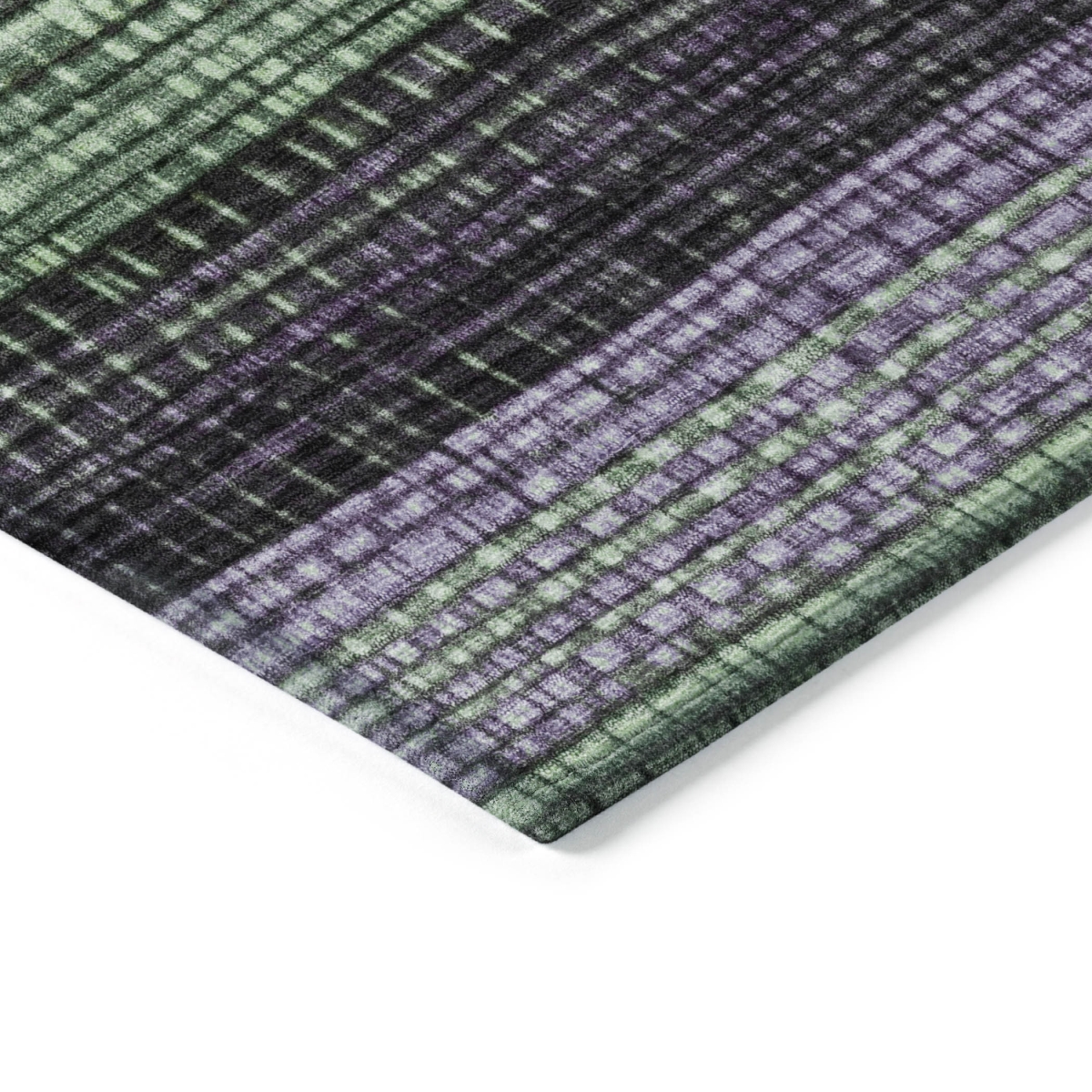 623525 9 x 12 ft. Purple & Green Striped Washable Transitional Indoor & Outdoor Rectangle Area Rug