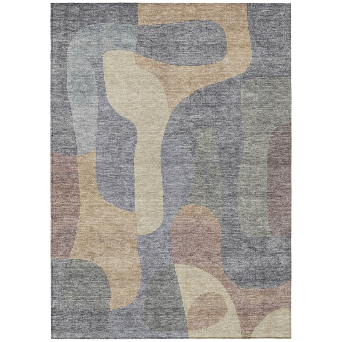 623293 10 x 14 ft. Gray & Gold Abstract Washable Transitional Indoor & Outdoor Rectangle Area Rug